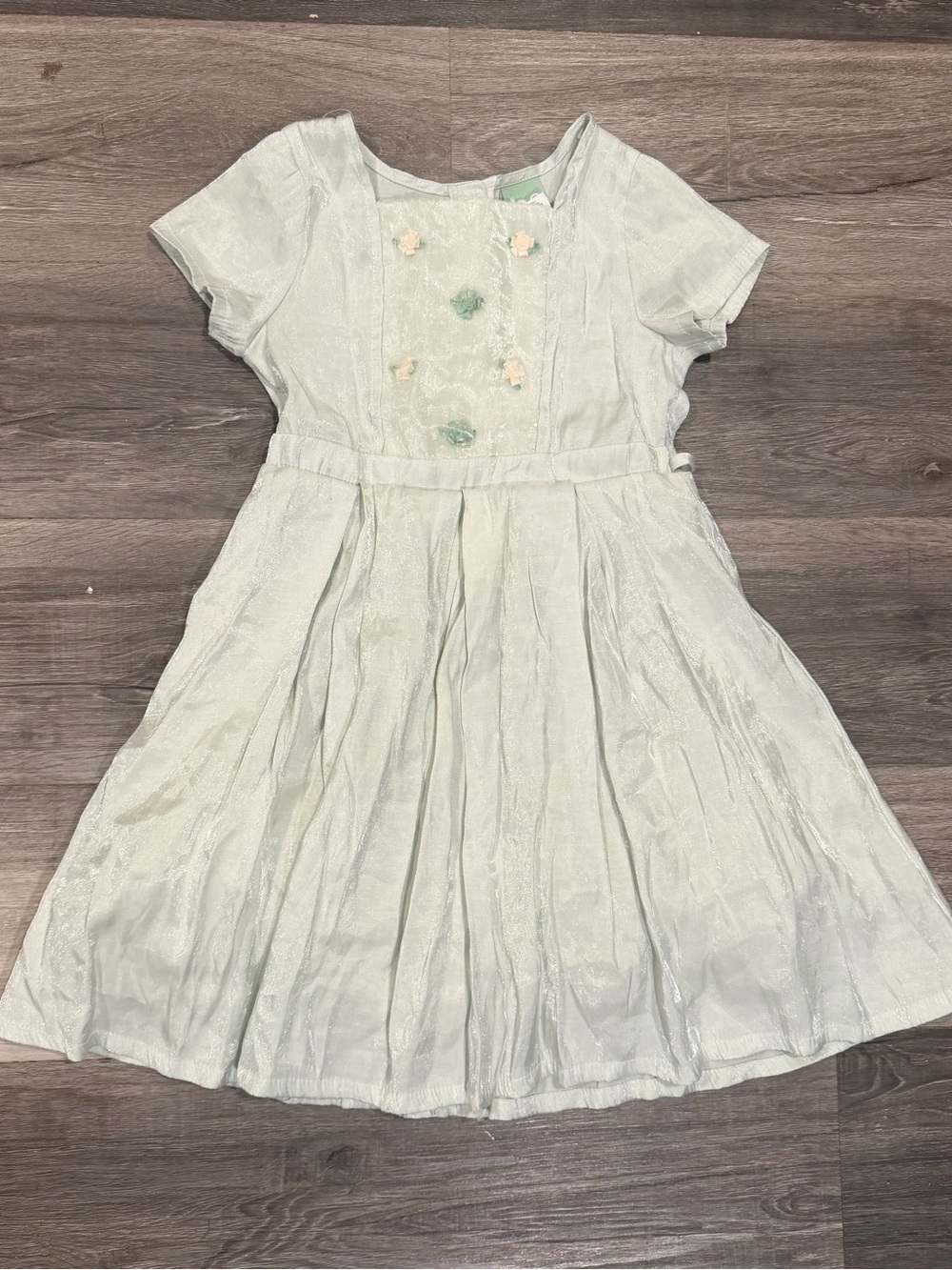 VTG Target Girls Mint Green Fit & Flare Floral Dress Sheer Lined Easter Sz6/6X
